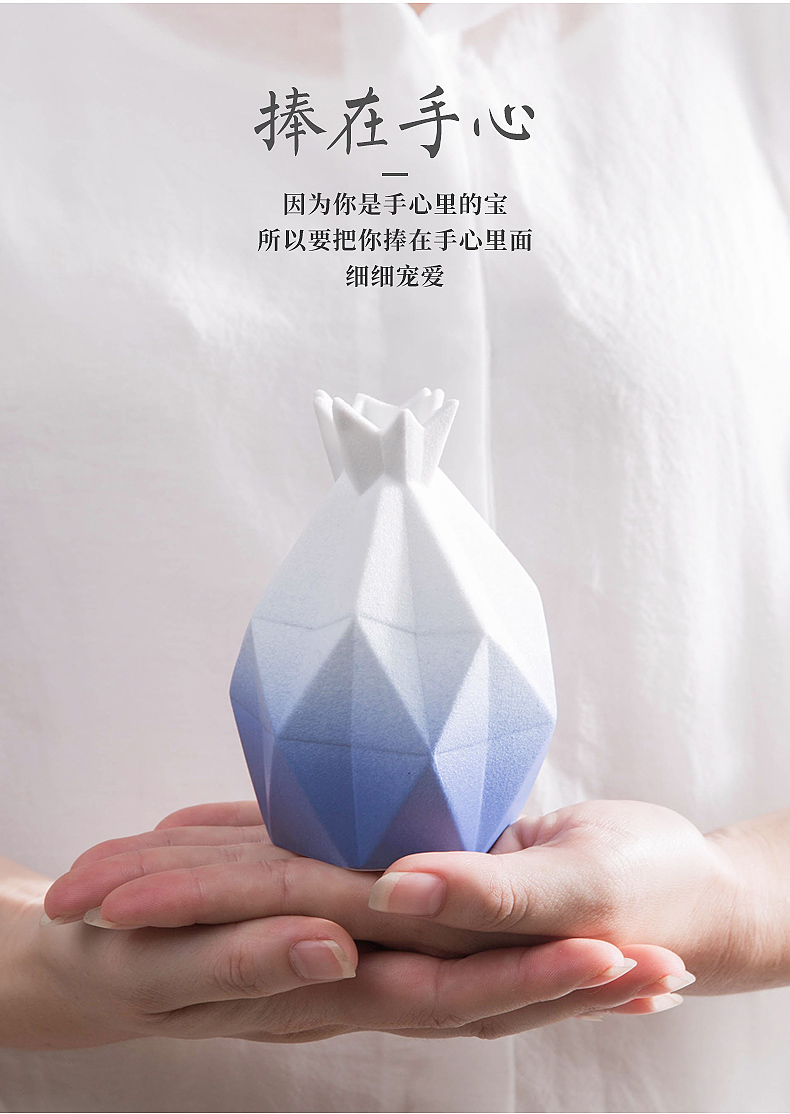 Diamond geometric days yi ceramic flower vases literary small pure and fresh and sitting room book desktop creative furnishing articles a birthday present