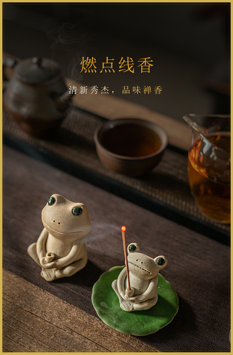 The frog ceramic incense buner sweet express it in mini joss stick holder frame creative small place, a joss stick inserted fragrant incense zazen means