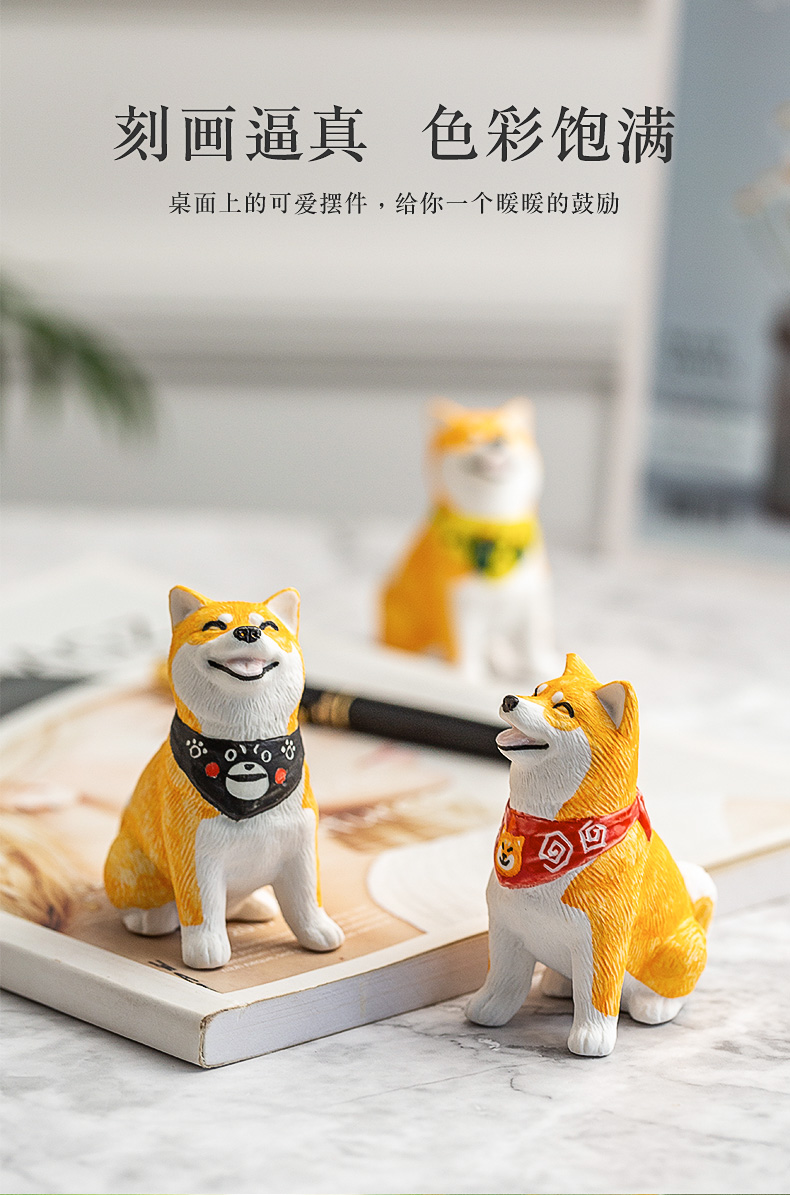 Firewood dog ceramic small place ins creative lovely office desktop decoration fair young Japanese Japanese birthday gift