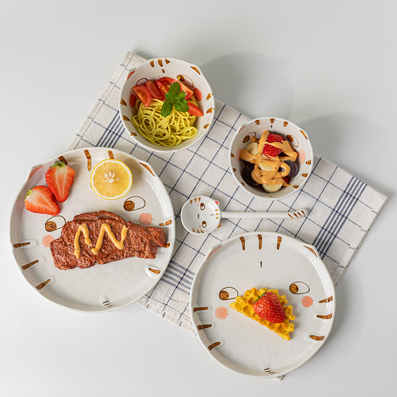 Day game cat ceramic bowl dish dish tableware suit and lovely young girl heart household salad rice noodles instant noodles by hand