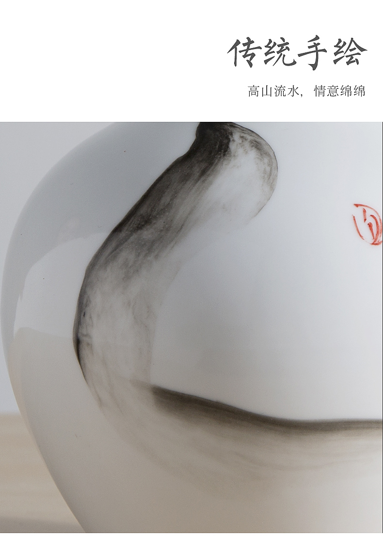 "Ink painting" Wilson of jingdezhen day ceramic vase furnishing articles ornaments simulation flower flower arranging Chinese zen three - piece suit