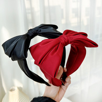 Spring and summer high-end hairbands Korean style Internet celebrity bows fashionable solid color fabric headbands hair accessories simple hairpins new style