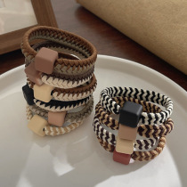 Simple temperament braided hair rope high ponytail head rope womens hair tie high elastic hair elastic band