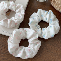 Forest style small fresh floral large intestine hair ring for women Korean style gentle fabric head flower ponytail ball hair rope