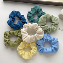 Seersucker large intestine hair tie simple solid color womens headband hair elastic rubber band pleated small puff hair tie