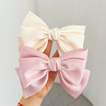 French satin bow hair clip simple top clip one-word clip on the back of the head high-end internet celebrity hair clip hair accessory E297