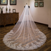 2024 Bridal Trailing Veil Wedding Dress Accessories Studio Photography 3 Meters Wide Door Width with Hair Comb 3 Meters Long Sequined Lace