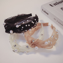 European and American popular fashion mesh beads headband summer retro temperament twisted water headband temperament pressure hairpin