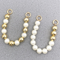 New 18 Gilded Pearls Carry-on Chain Diy Ornament Accessories Handmade String Beads Carry-on Mobile Phone Shell