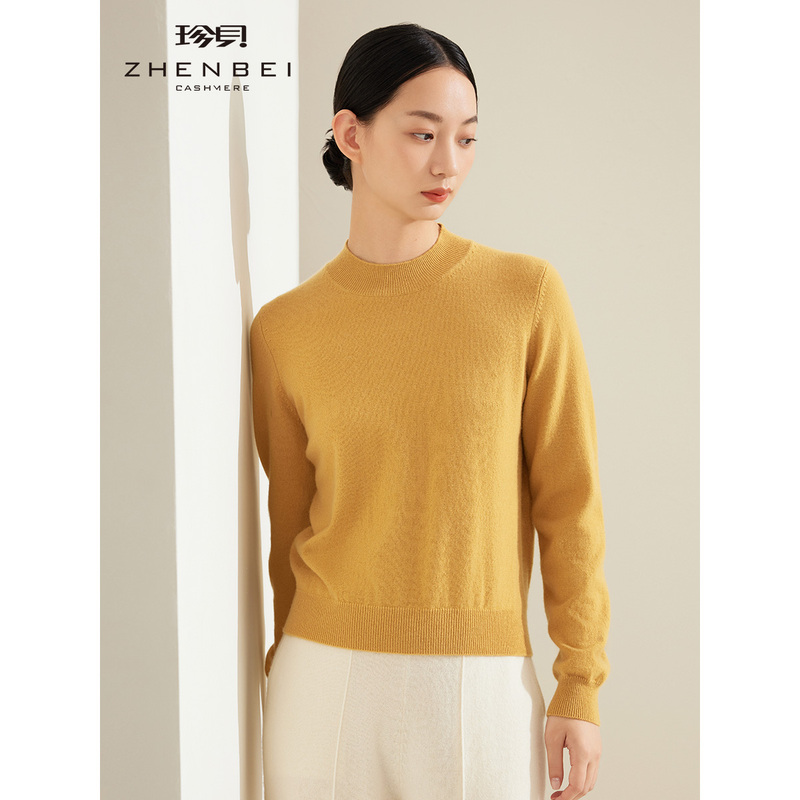 ZB 【Machine Washable Pure Cashmere Sweater】New Winter Style Half-Turtleneck Basic Inner Knit Sweater 31229