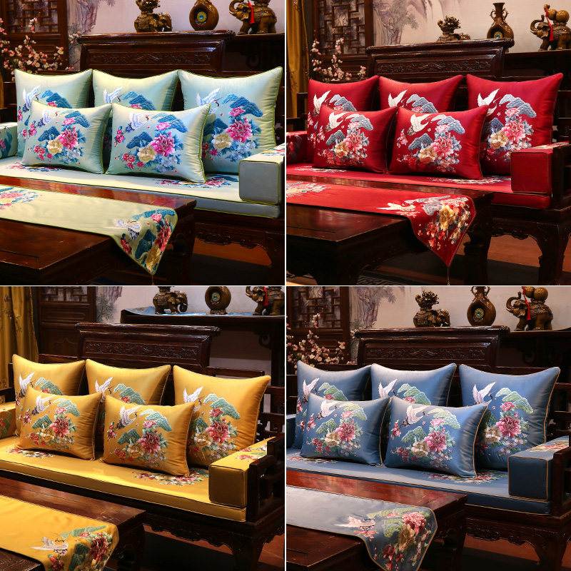 Mahogany sofa cushion Chinese style Chinese style classical solid wood furniture cushion cover non-slip removable and washable four seasons universal custom