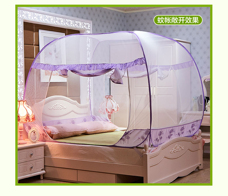 Vuông đầu yurt lưới muỗi ba mở cửa miễn phí lắp đặt dưới 1.5 1.8 m giường 2.2 m đôi hộ gia đình được mã hóa lưới muỗi