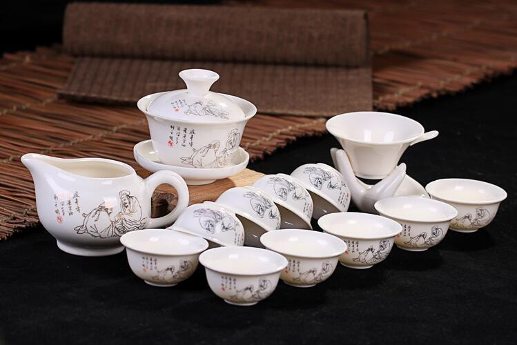 Complete set of ceramic gifts purple sand tea set blue and white porcelain bowl kung fu tea ceremony Special