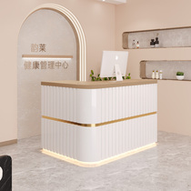 Clothing Store Beauty Salon Collection Silver Desk Brief Modern Milk Tea Shop Bar Desk Company Front Office Reception Desk Corner Counter Table