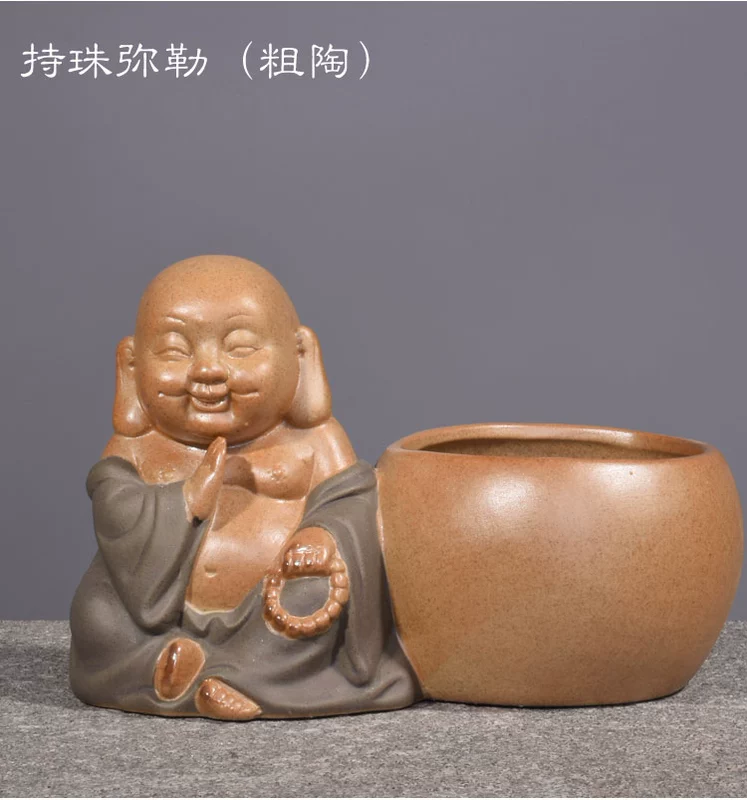 Sáng tạo nhà sư nhỏ hoa màu xanh lá cây bình hoa gốm thủy canh chậu hoa bàn trà trang trí nhà trang trí - Vase / Bồn hoa & Kệ chậu trồng lan kiếm