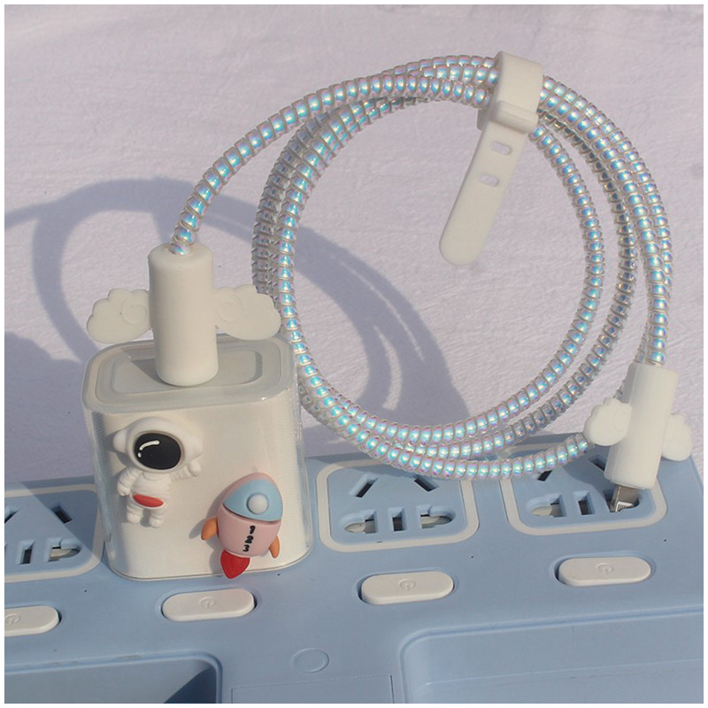 Suitable for iphone13 charger protective shell astronaut Apple data line protective sleeve 20W Quick-charge cartoon