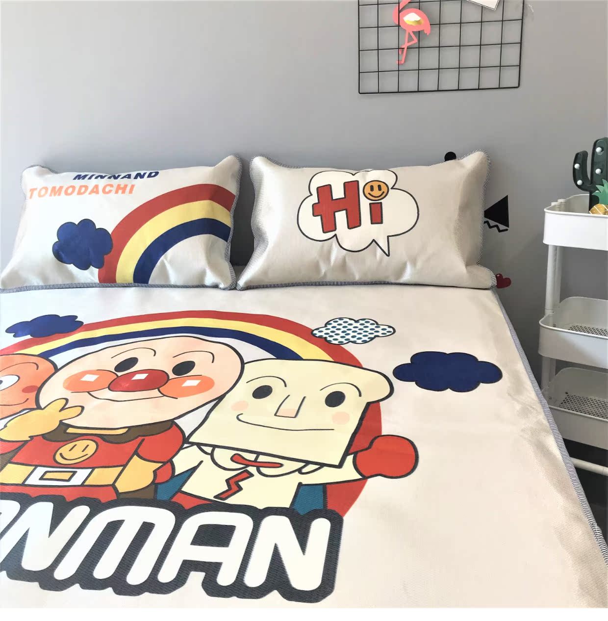 ins Brown phim hoạt hình mùa hè lụa băng mat ba mảnh ghế máy lạnh ghế 1.8m đơn hoặc kép thảm Maruko - Thảm mùa hè chiếu điều hòa 5d