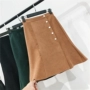 Retro đơn ngực váy da lộn split cô gái phần dài Hitz thời trang eo hoang dã Một dòng váy váy kaki