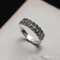 ins niche design 925 sterling silver ring female Korean version of simple fashion star living art retro ring