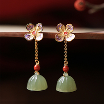 Small silversmith and Tian Yulian fluffy Chinese wind flowers Four foliage grass Advanced senses small crowdsourced pure silver earrings Earrings Pendant Earrings