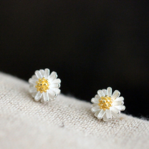 Small silversmith 925 sterling silver flower daisy earrings female earrings earrings jewelry