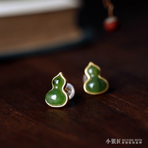 Small silversmith and Tian Yubi jade pure silver earbuds with small hyacinth superior sense of small crowdsourced design with light and luxurious earrings