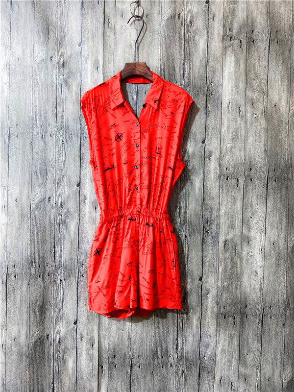 Mùa hè của phụ nữ mới onesalls ve áo ngắn tay áo ngực đơn bị rò rỉ trở lại sexy thời trang hoang dã một mảnh quần short 9-14 quần công sở nữ đẹp