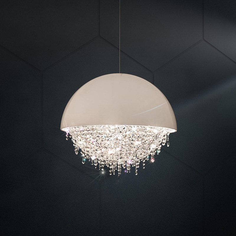 Modern luxury style personality round crystal restaurant LED chandelier villa dining table