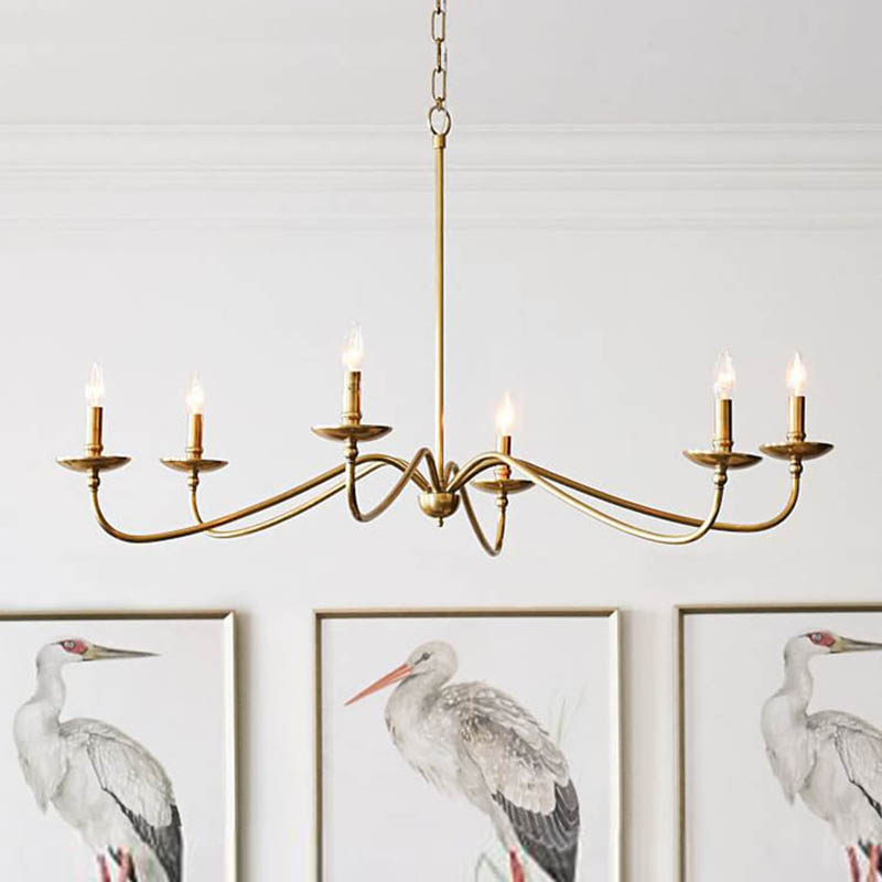 American Country Modern Minimal Living Room Chancellor Nordic Bronze Bedroom Balcony Restaurant LED Bending Changing Lights