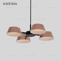 Simple design modern circular red copper led series chandelier dining room bedroom study room mix and match 4 head chandelier