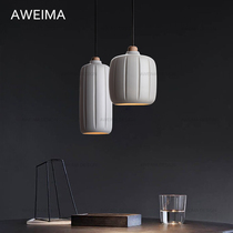 Danish designer Nordic modern minimalist ceramic 2-color single head chandelier bedside restaurant bar solid wood chandelier