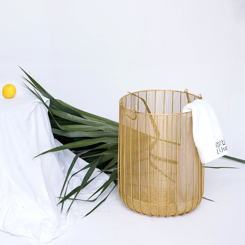NASO The Nordic Wrought iron household dirty clothes basket Clothes storage basket European simple clothes basket clothes basket