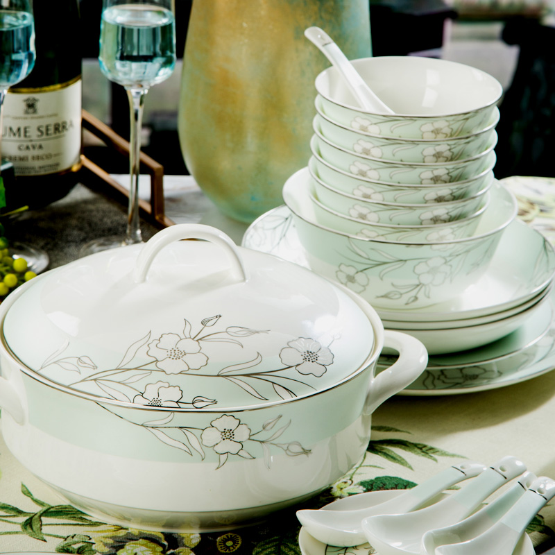 Orange leaf ipads porcelain tableware dishes suit household Chinese dishes combine elegant European - style jingdezhen ceramics jasper