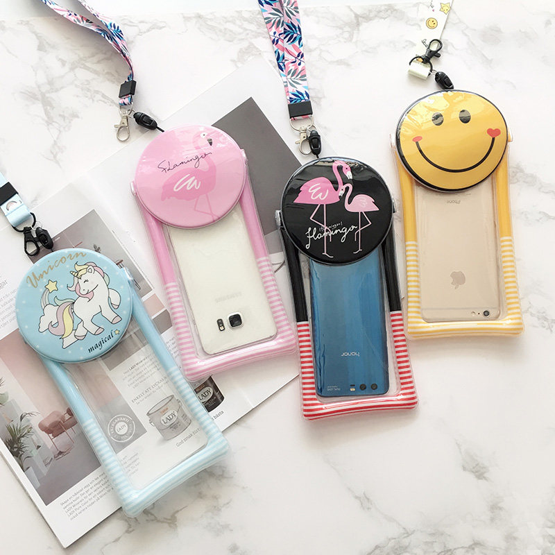 ins cartoon cute little pig petch air bag swimming diving touch screen big screen transparent sealed mobile phone waterproof bag