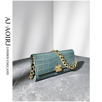 (AJ AOIRJ) leather mobile phone bag underarm bag underarm bag mahjong bag crocodile pattern one-shoulder diagonal across chain pouch