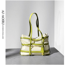 (AJ AOIRJ UK) niche design casual tote bag womens leather woven large volume canvas shoulder bag