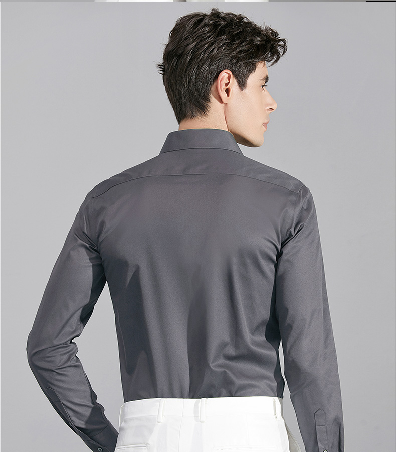 Ai Fans House Grey Business Áo sơ mi nam miễn phí Slim Fit Máy có thể giặt áo dài tay Áo sơ mi nam kinh doanh chuyên nghiệp - Áo áo sơ mi kiểu nam