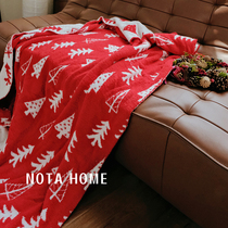 Christmas Sofa Blanket Red Holiday Blanket Living Room Sofa Blanket New Year Air Conditioning Blanket Single Throw Blanket Casual Blanket