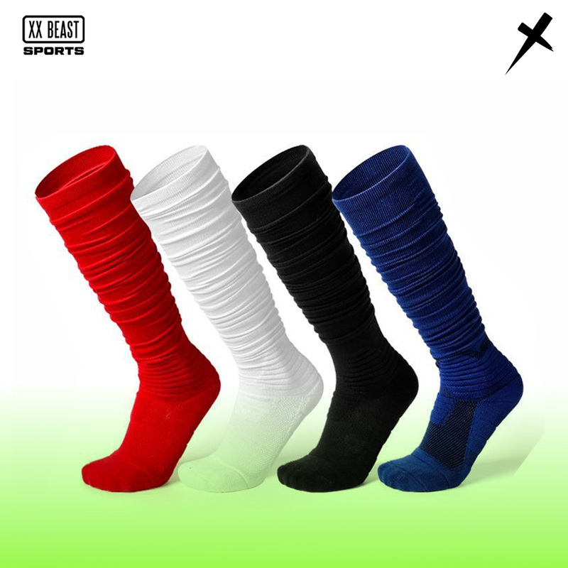 Stacked Socks, Ruffled Socks, American Football Long Socks, Towel Bottom Calf Protection, American Sports Flag Football Long Socks, Frisbee