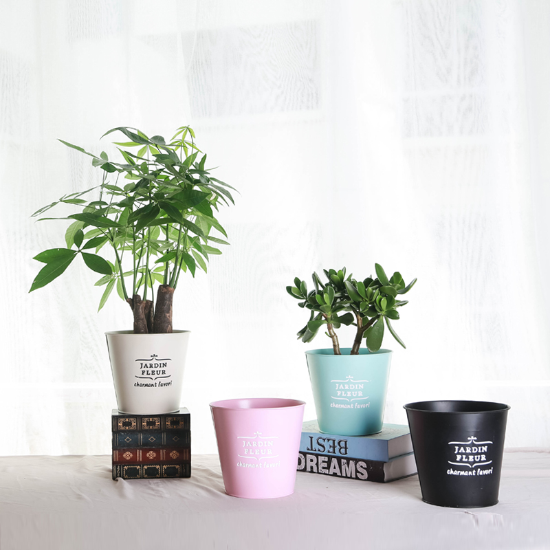 American vintage flower pot iron barrel iron multi-flesh flower shop decorated decorative decoration of flower cans