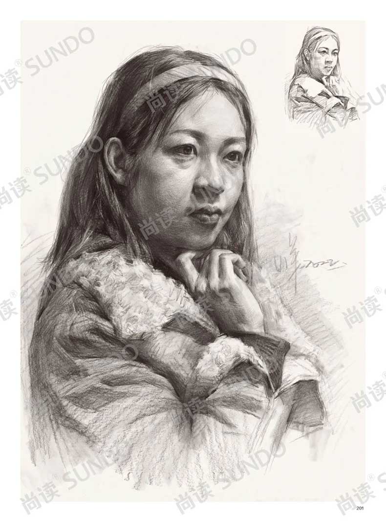 超级导师2素描头像临摹范本 2022尚读贾晓羊素描人物基础局部团块结构完整稿头带手半身像对临美术高考联考教材教程书籍