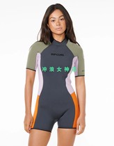 24款Rip Curl2mm冲浪防寒服潜水服湿衣短袖连体半身春女surfsuits