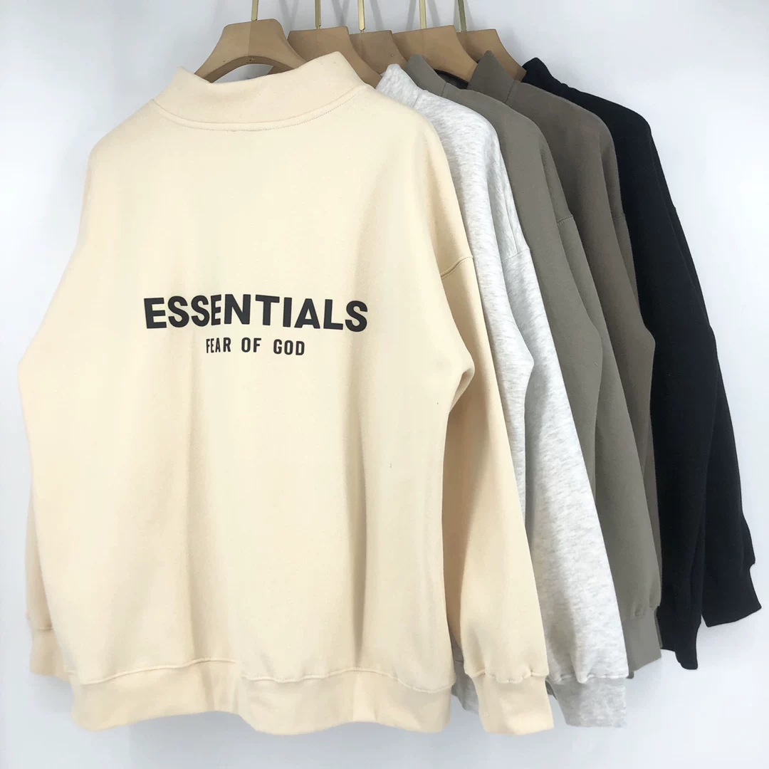 ФОГ двойная линяя ESSENTIALS худи на молнии с высоким воротником фирменный магазин мужская и женская куртка с длинными рукавами высоким вариантом ограниченная серия