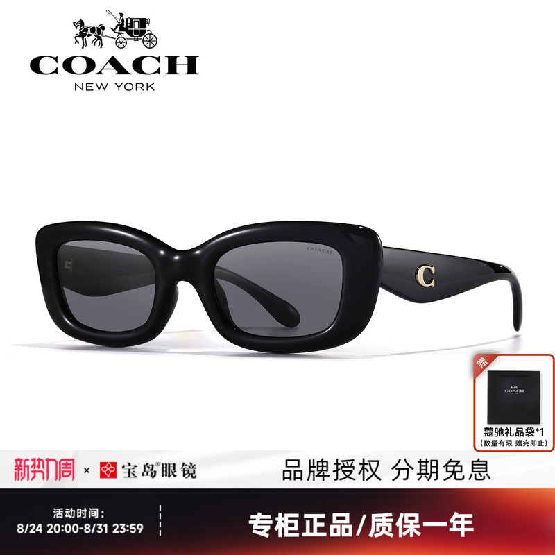 Coach Sunglasses for Women, Stylish and Trendy Small Narrow Square Frame Sunglasses, Fashionable Retro Street Style Glasses 8390