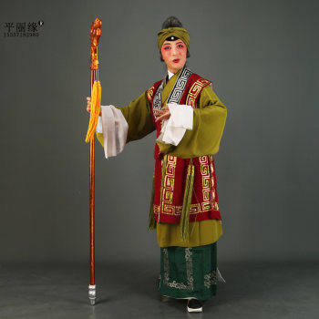 Traditional Opera Costume for Old Women, Beijing Opera Grandma Vest, Pleated Vest, Theatrical Vest, Full Gold Lace Old Woman Costume