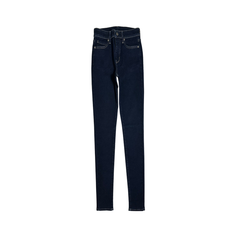 Original Export Surplus, Extended Mid-Waist, High-Elasticity, Slim-Fit, Natural Color Denim, Spring Style, Solid Color Women's Jeans, Cut Label, Clearance Stock