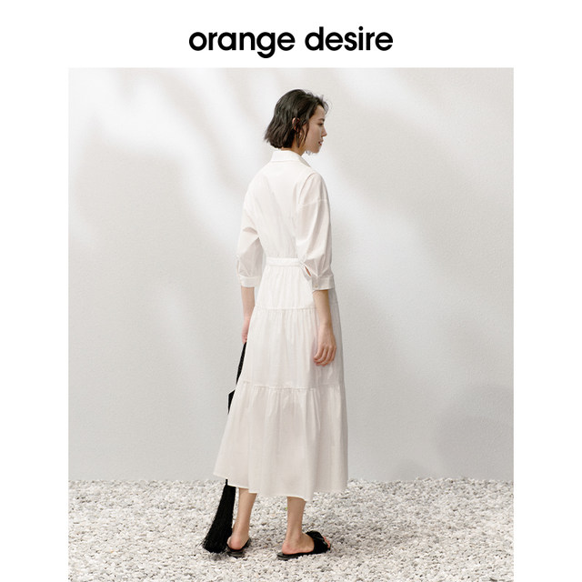 orangedesire French elegant shirt dress women's 2024 spring new V-age casual shirt dress