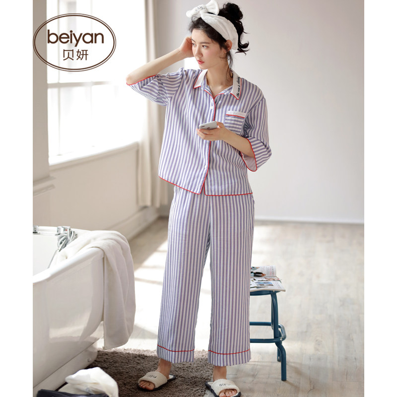 Pyjama pour femme en Coton à manches - Ref 2993197 Image 3