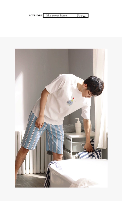 Dưới đây vài mùa hè đồ ngủ nữ mùa hè cotton Hàn Quốc phiên bản của các nhà lỏng dịch vụ phần mỏng nam ngắn tay bông home set đồ bộ nam
