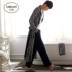 Bellow Spring Autumn Cotton Bộ đồ ngủ nam sọc đơn giản Áo dài nam Áo choàng dài Hàn Quốc Áo choàng cotton dài nhà áo khoác ngủ Night Robe